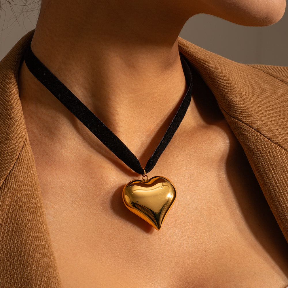 Wholesale Jewelry Vacation Simple Style Heart Shape 304 Stainless Steel Zircon 18K Gold Plated Plating Earrings Necklace
