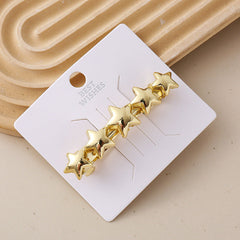 Pinza para el pelo estilo coreano informal con forma de estrella y corazón de aleación de color sólido para mujer 
