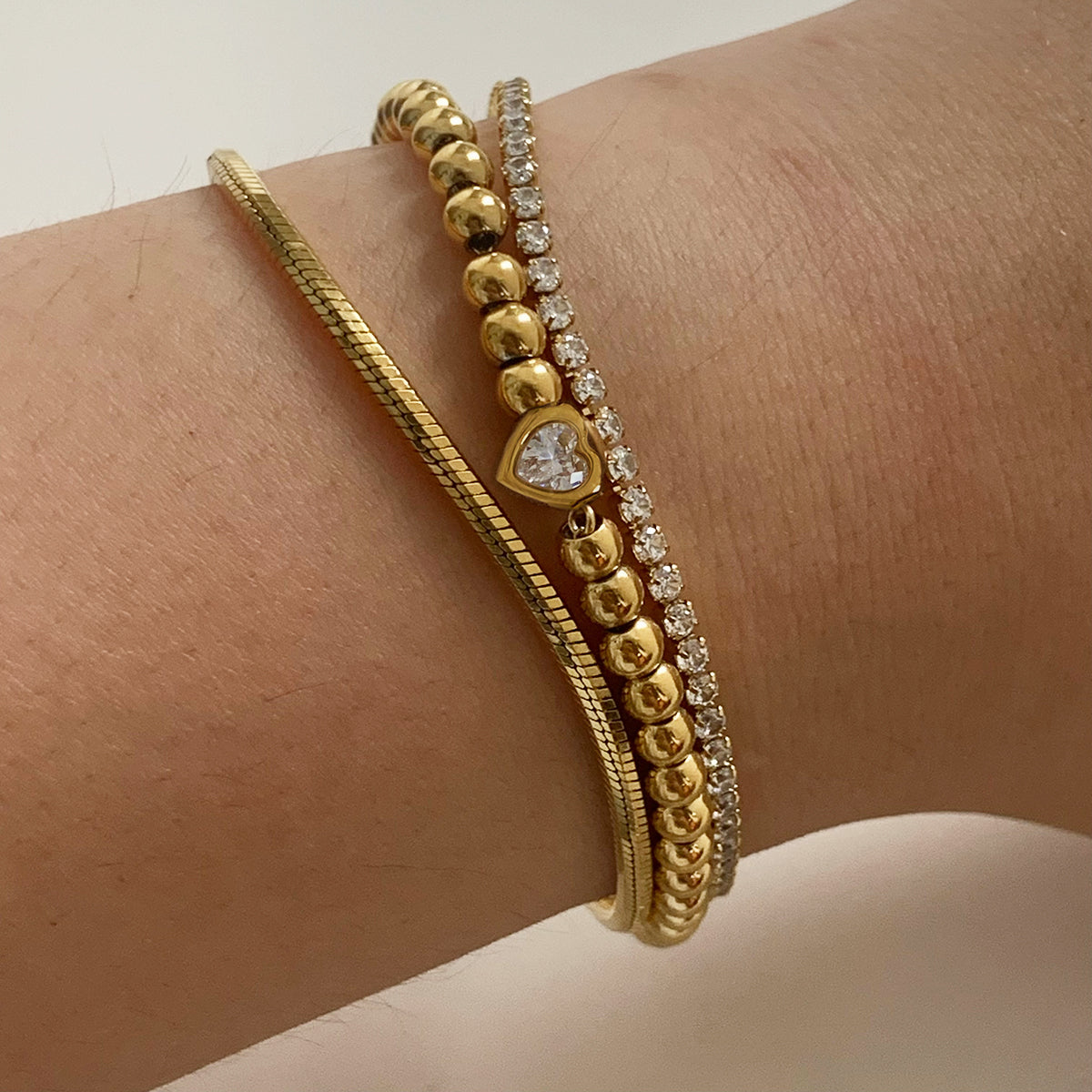 Joyería al por mayor, estilo moderno, estilo simple, forma de corazón, acero inoxidable 304, circonita, chapado en oro de 16 quilates, chapado en oro blanco, chapado en oro, pulseras y collares. 