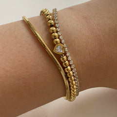 Joyería al por mayor, estilo moderno, estilo simple, forma de corazón, acero inoxidable 304, circonita, chapado en oro de 16 quilates, chapado en oro blanco, chapado en oro, pulseras y collares. 