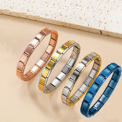 Pulseras de acero inoxidable 304 de estilo clásico y sencillo con bloques de color a granel