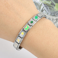 Pulseras de acero inoxidable 304 de estilo clásico y sencillo con bloques de color a granel