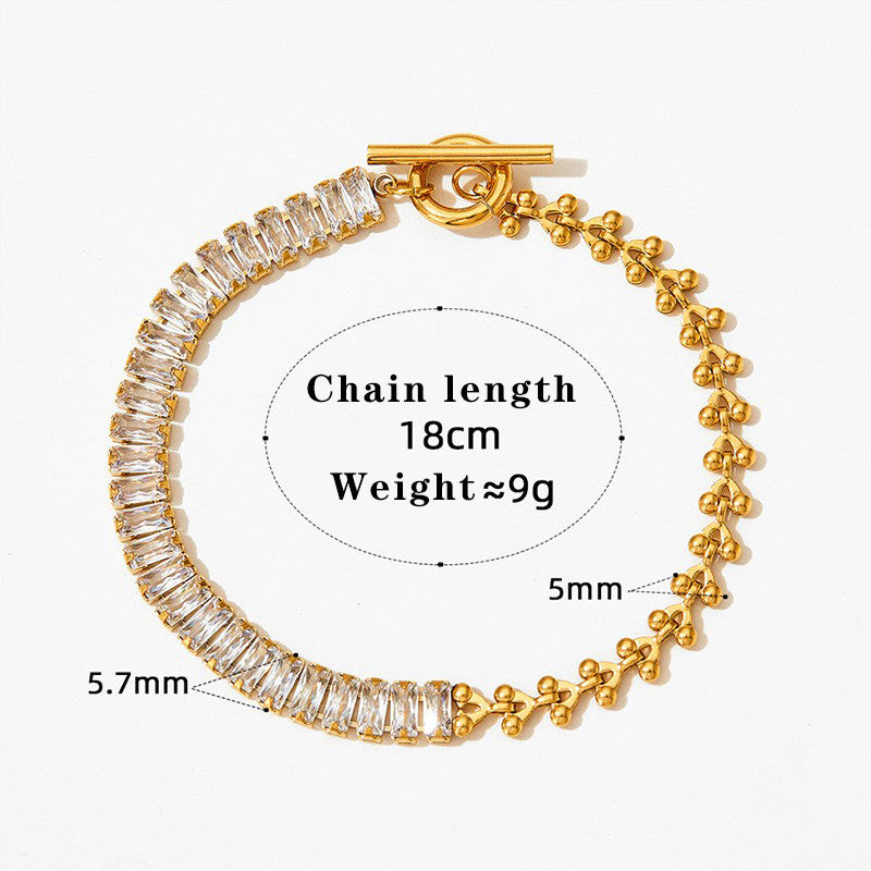 Casual Modern Style Geometric Heart Shape 304 Stainless Steel 16K Gold Plated White Gold Plated Gold Plated Zircon Bracelets In Bulk