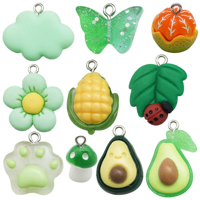 10 piezas de 10-30 mm de resina con forma de dado de fruta animal