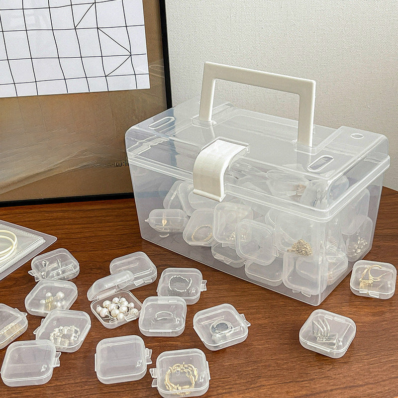 Factory direct plastic transparent small square box jewelry box earplugs small box jewelry mini storage box can be fixed LOGO