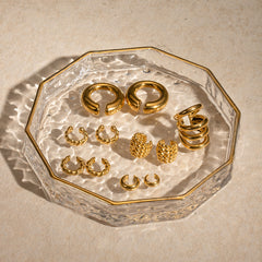 1 par de aretes asimétricos de acero inoxidable 304 chapados en oro de 18 quilates con forma de C, estilo IG, para vacaciones