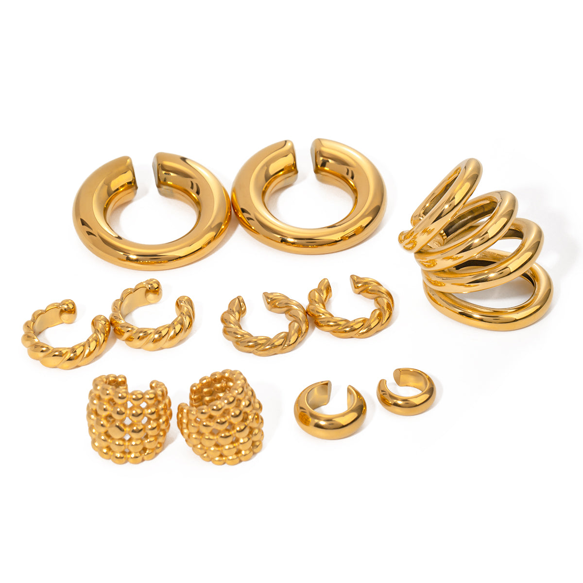 1 par de aretes asimétricos de acero inoxidable 304 chapados en oro de 18 quilates con forma de C, estilo IG, para vacaciones