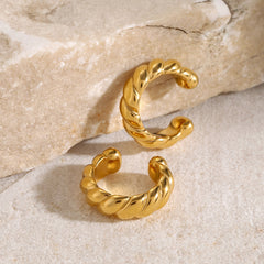 1 par de aretes asimétricos de acero inoxidable 304 chapados en oro de 18 quilates con forma de C, estilo IG, para vacaciones