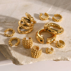 1 par de aretes asimétricos de acero inoxidable 304 chapados en oro de 18 quilates con forma de C, estilo IG, para vacaciones