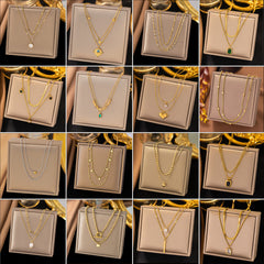 Collar con colgante de acero de titanio y forma de corazón con gotas de agua, elegante y rectangular, venta al por mayor