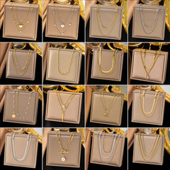 Collar con colgante de acero de titanio y forma de corazón con gotas de agua, elegante y rectangular, venta al por mayor