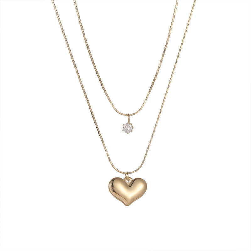 Collar con colgante de acero de titanio y forma de corazón con gotas de agua, elegante y rectangular, venta al por mayor