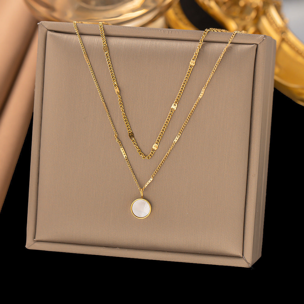 Collar con colgante de acero de titanio y forma de corazón con gotas de agua, elegante y rectangular, venta al por mayor