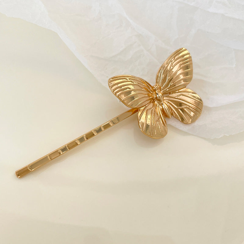 Horquilla de metal con forma de mariposa, estilo chino, personalizada, con clip de un solo carácter, para mujer.