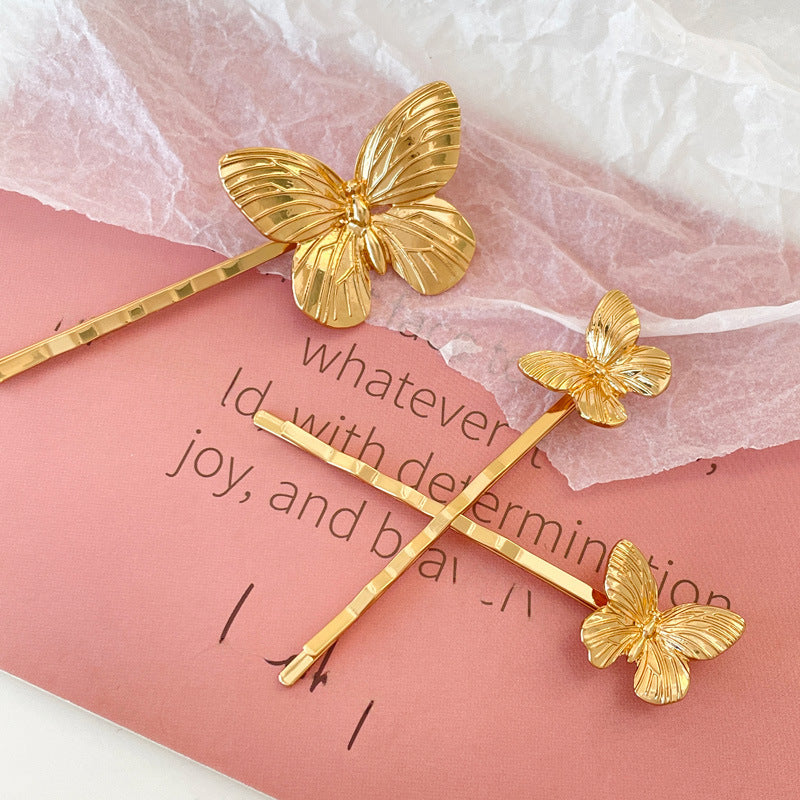 Horquilla de metal con forma de mariposa, estilo chino, personalizada, con clip de un solo carácter, para mujer.