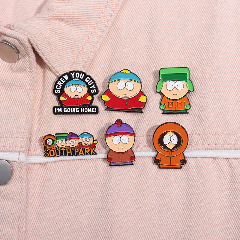 Broche de cuello unisex con letras de personajes de dibujos animados, estilo vaquero, estampado de aleación, barnizado al horno