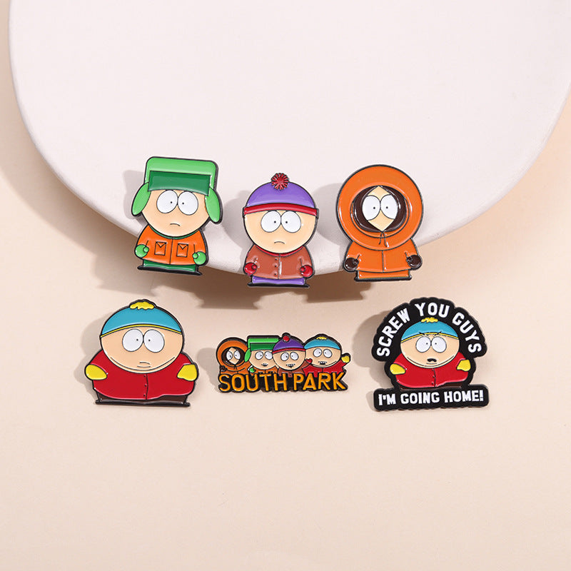 Broche de cuello unisex con letras de personajes de dibujos animados, estilo vaquero, estampado de aleación, barnizado al horno
