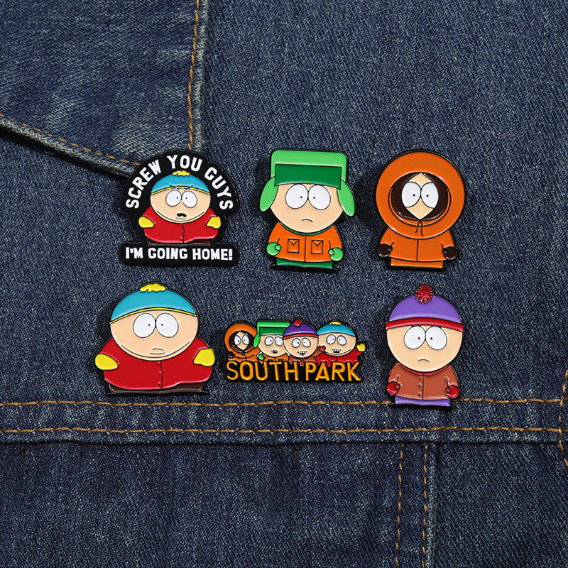 Broche de cuello unisex con letras de personajes de dibujos animados, estilo vaquero, estampado de aleación, barnizado al horno