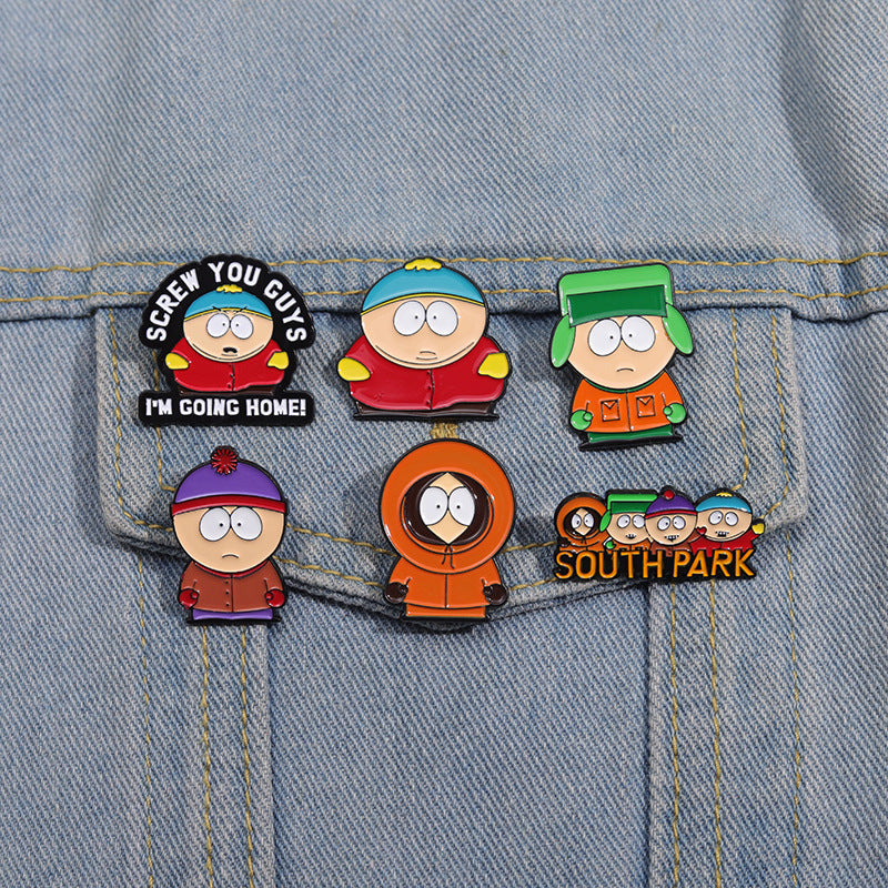 Broche de cuello unisex con letras de personajes de dibujos animados, estilo vaquero, estampado de aleación, barnizado al horno