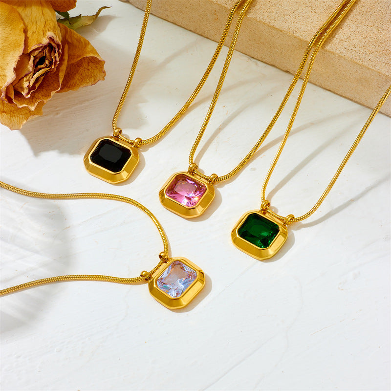 Wholesale Jewelry Cute Sweet Star Bow Knot Shell Titanium Steel Pearl 18K Gold Plated Hollow Out Inlay Pendant Necklace