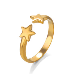 Anillos abiertos chapados en oro de 18 quilates de acero inoxidable 304 con diseño de estrella IG de estilo simple. 