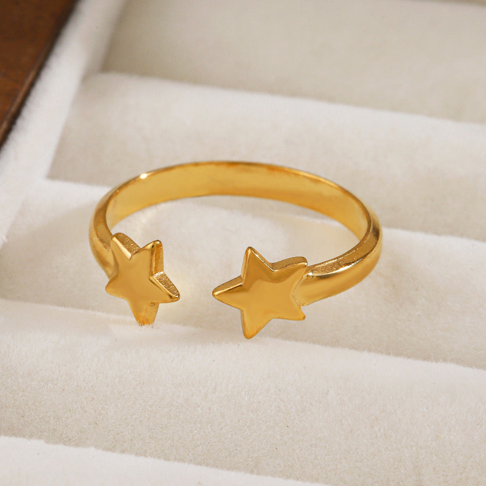 Anillos abiertos chapados en oro de 18 quilates de acero inoxidable 304 con diseño de estrella IG de estilo simple. 