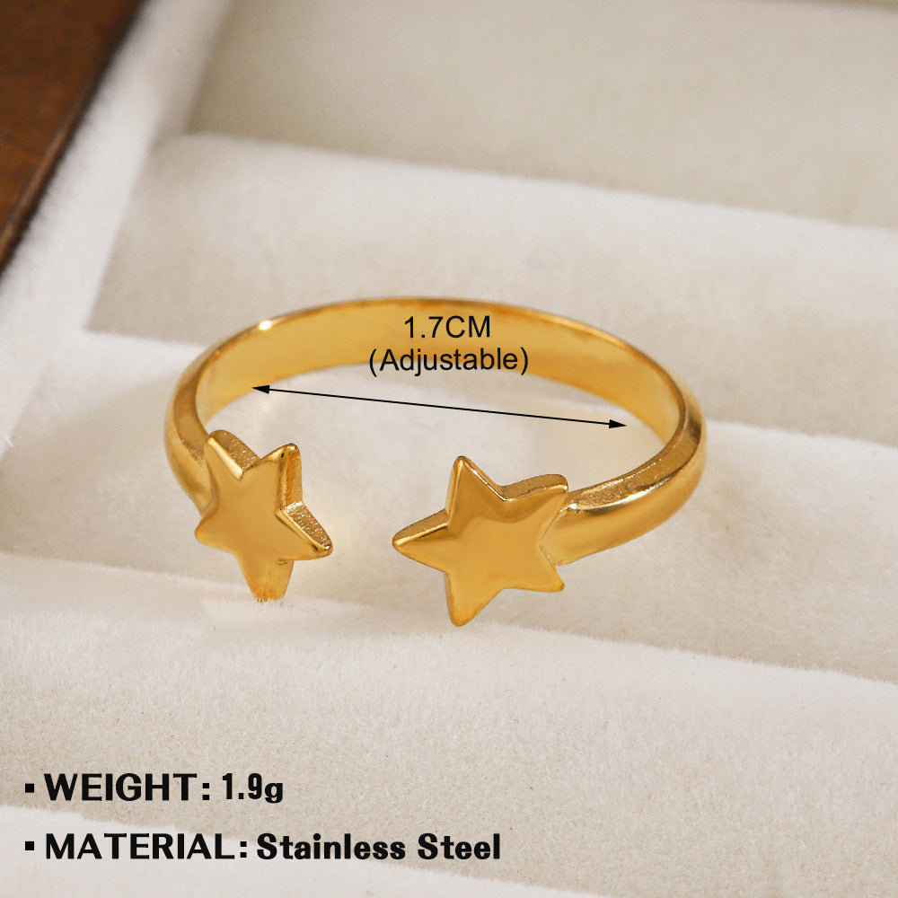 Anillos abiertos chapados en oro de 18 quilates de acero inoxidable 304 con diseño de estrella IG de estilo simple. 