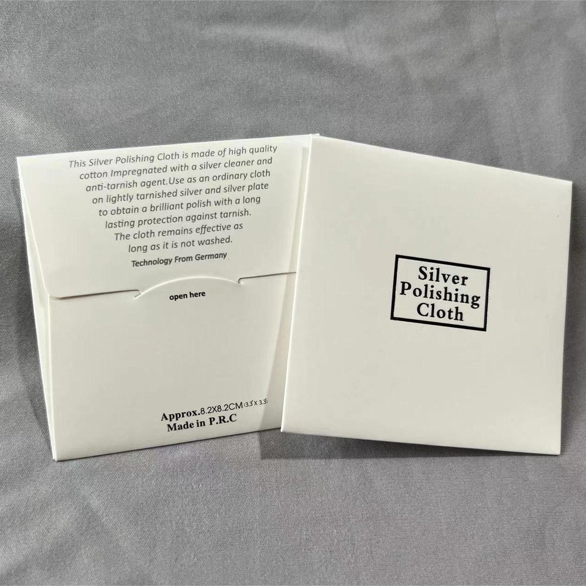 Paño de limpieza plateado cuadrado blanco de 8 x 8 cm con logotipo de terciopelo de doble cara y color de tela opcional