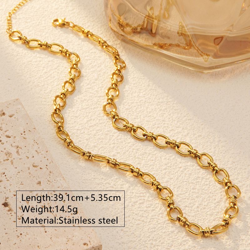 Wholesale Jewelry Simple Style Classic Style Cool Style Solid Color 304 Stainless Steel 18K Gold Plated Necklace