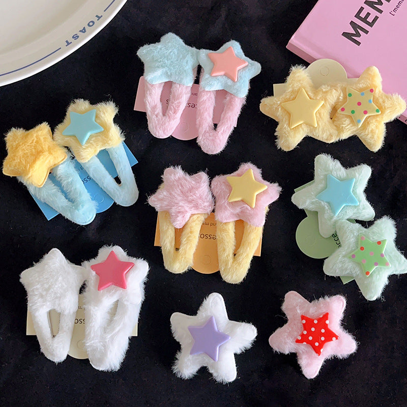 Pinza para el pelo de peluche con forma de estrella estilo Y2K para mujer (2 unidades) 