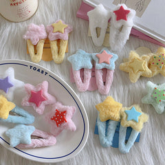 Pinza para el pelo de peluche con forma de estrella estilo Y2K para mujer (2 unidades) 