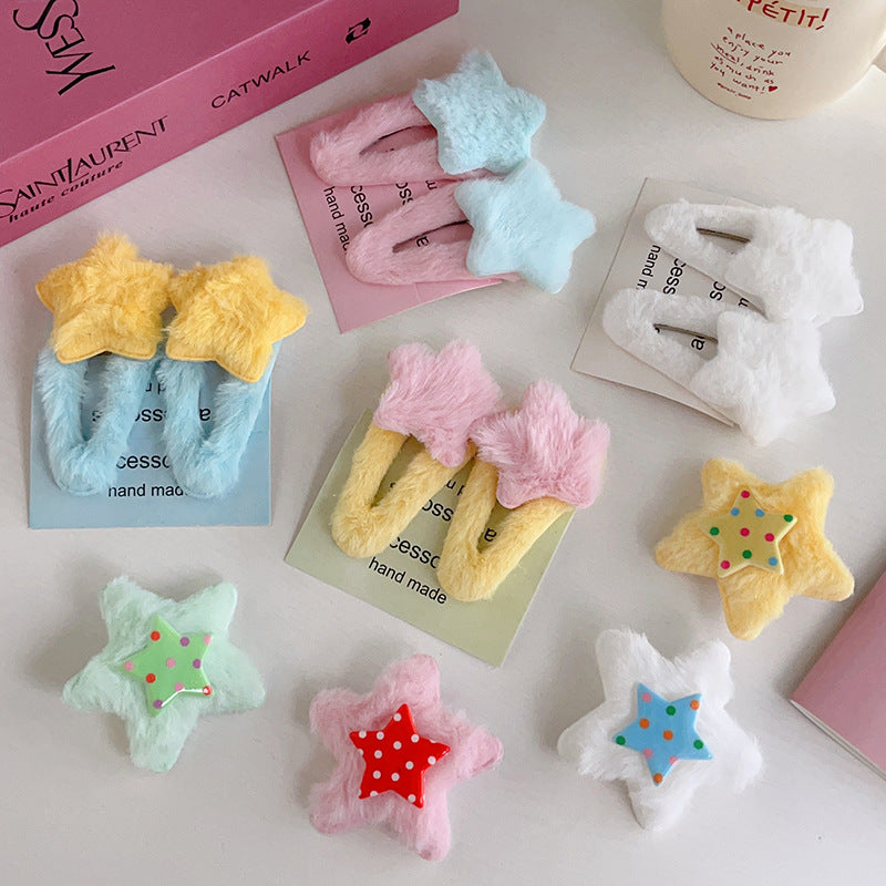 Pinza para el pelo de peluche con forma de estrella estilo Y2K para mujer (2 unidades) 