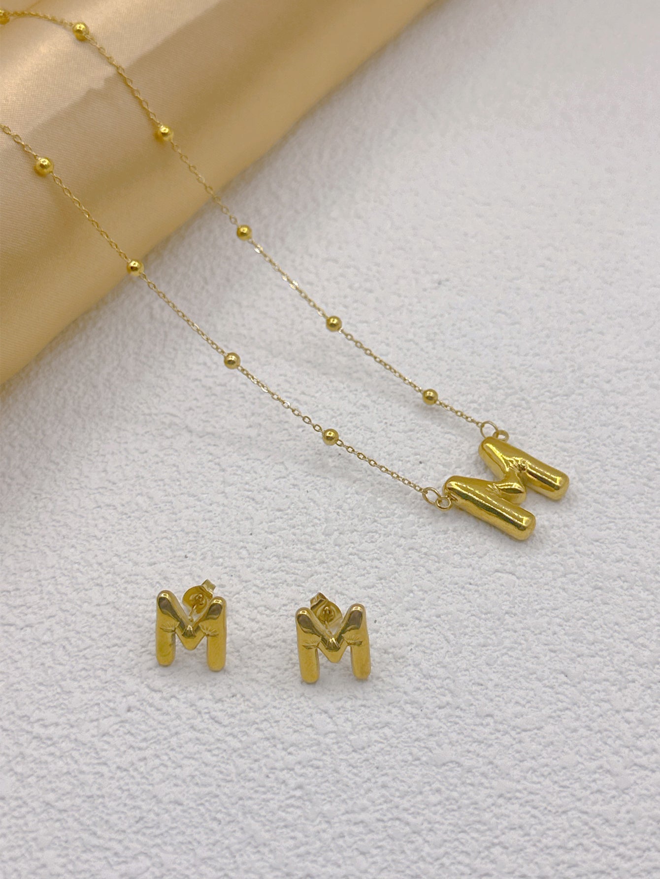 Wholesale Jewelry Elegant Hip-Hop Simple Style Letter 304 Stainless Steel 18K Gold Plated Jewelry Set