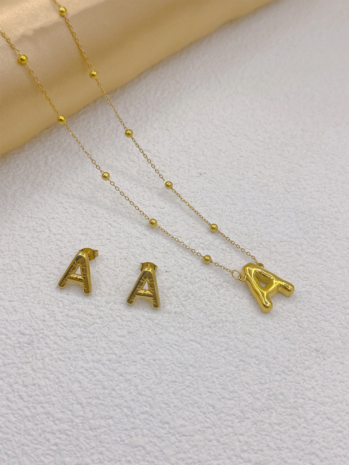 Wholesale Jewelry Elegant Hip-Hop Simple Style Letter 304 Stainless Steel 18K Gold Plated Jewelry Set