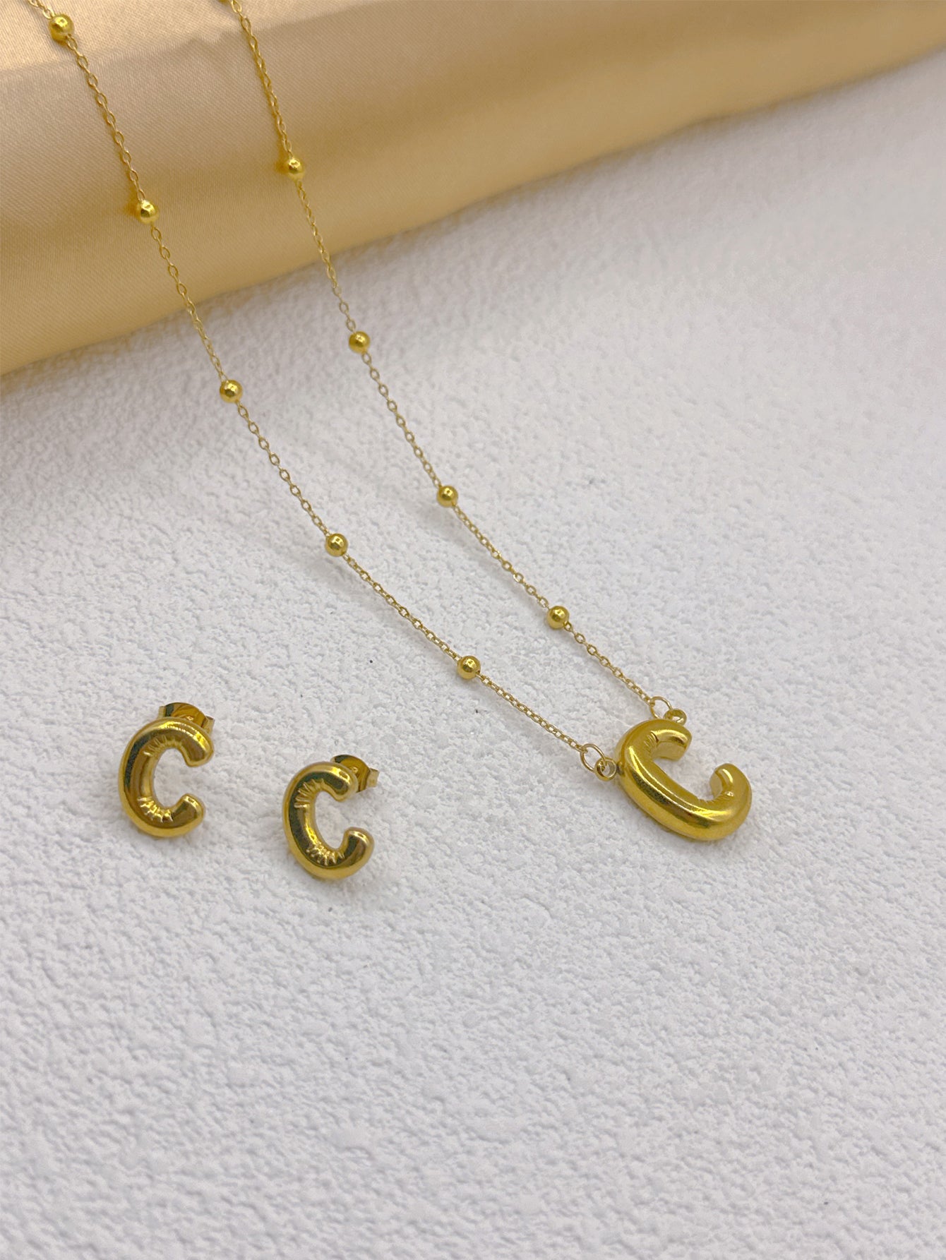 Wholesale Jewelry Elegant Hip-Hop Simple Style Letter 304 Stainless Steel 18K Gold Plated Jewelry Set