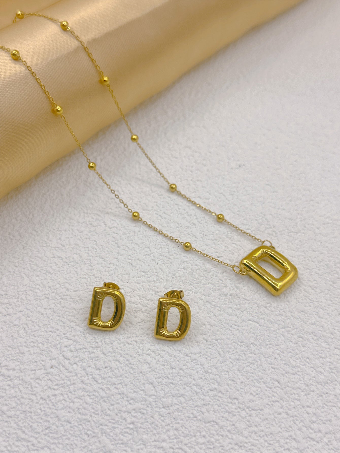 Wholesale Jewelry Elegant Hip-Hop Simple Style Letter 304 Stainless Steel 18K Gold Plated Jewelry Set