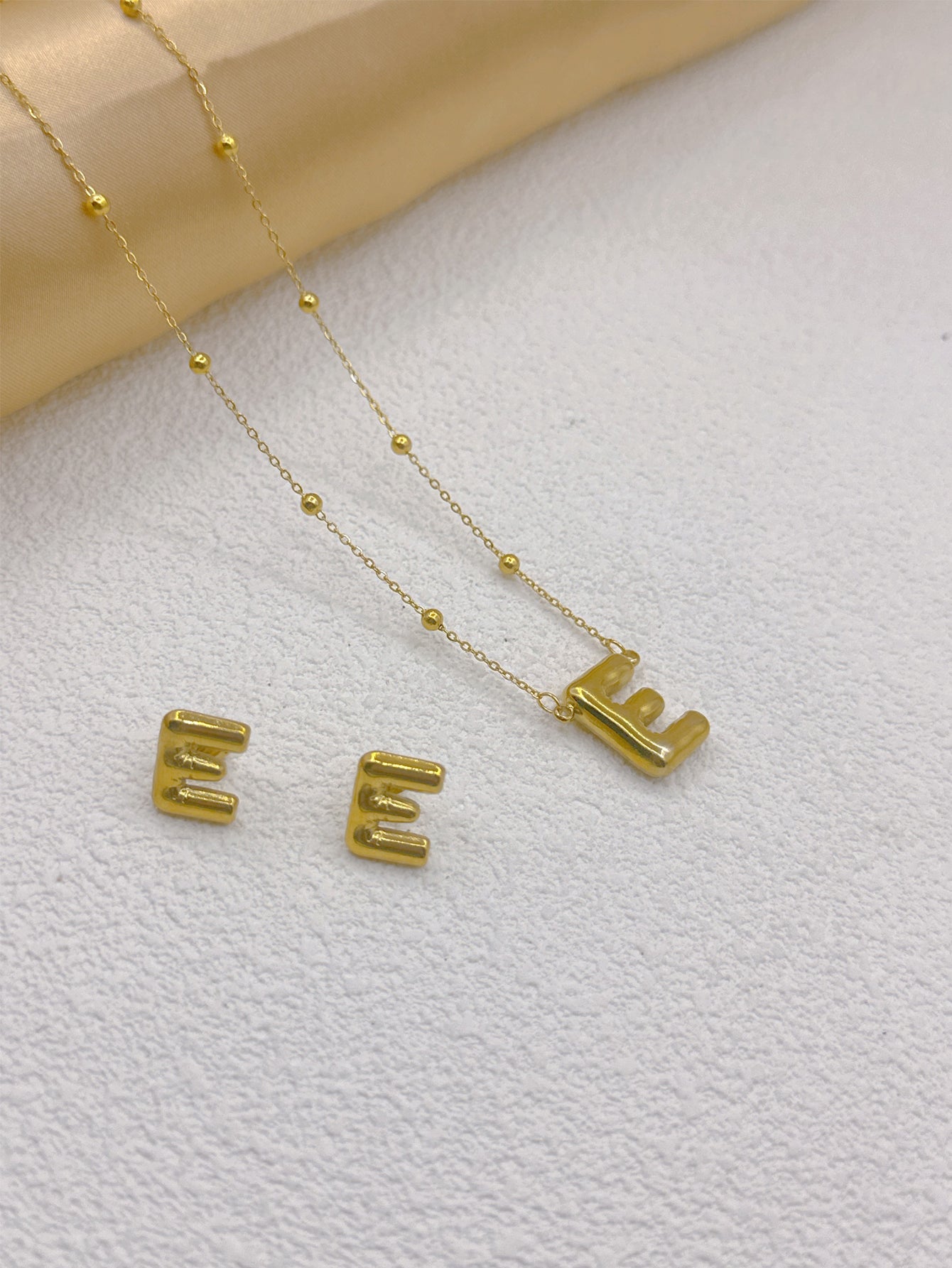Wholesale Jewelry Elegant Hip-Hop Simple Style Letter 304 Stainless Steel 18K Gold Plated Jewelry Set