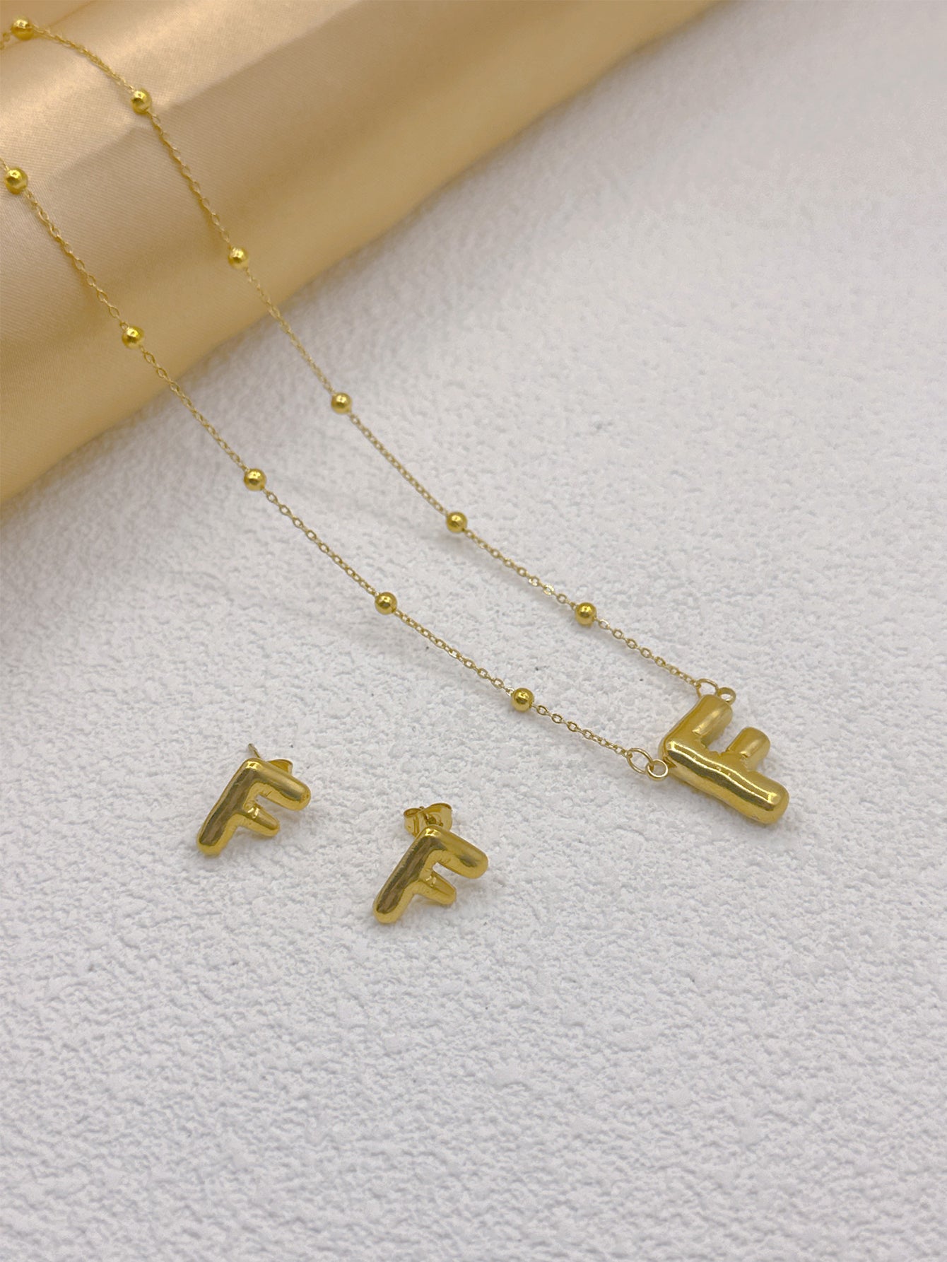 Wholesale Jewelry Elegant Hip-Hop Simple Style Letter 304 Stainless Steel 18K Gold Plated Jewelry Set