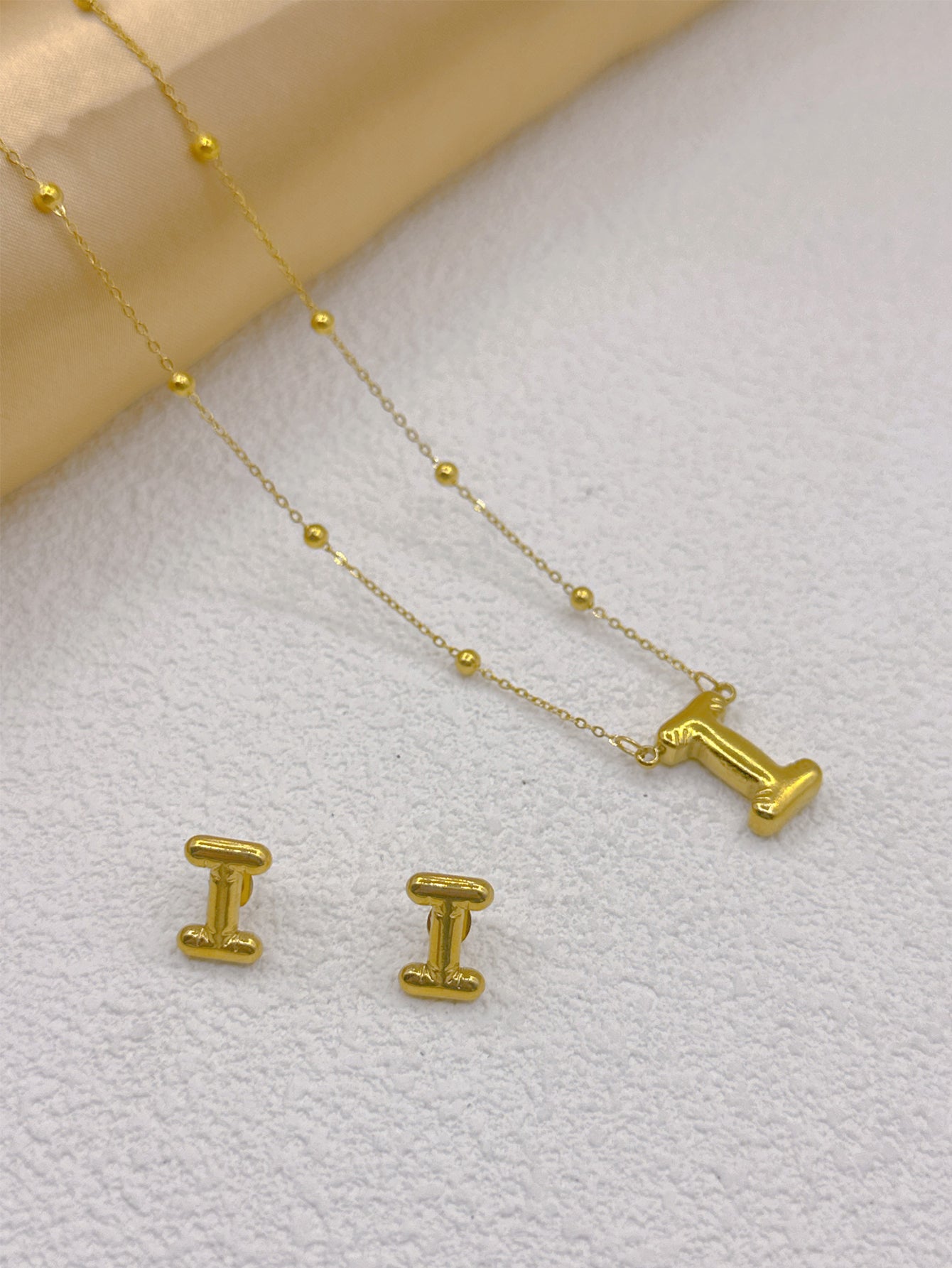 Wholesale Jewelry Elegant Hip-Hop Simple Style Letter 304 Stainless Steel 18K Gold Plated Jewelry Set