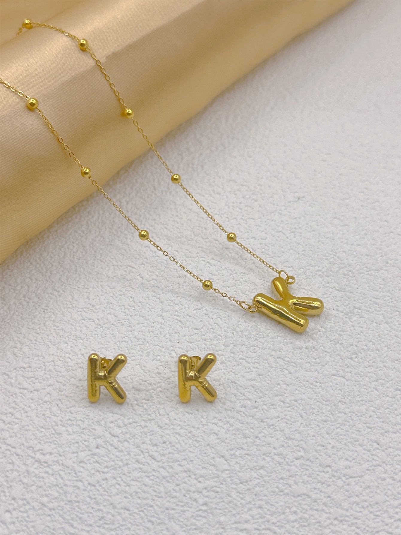 Wholesale Jewelry Elegant Hip-Hop Simple Style Letter 304 Stainless Steel 18K Gold Plated Jewelry Set