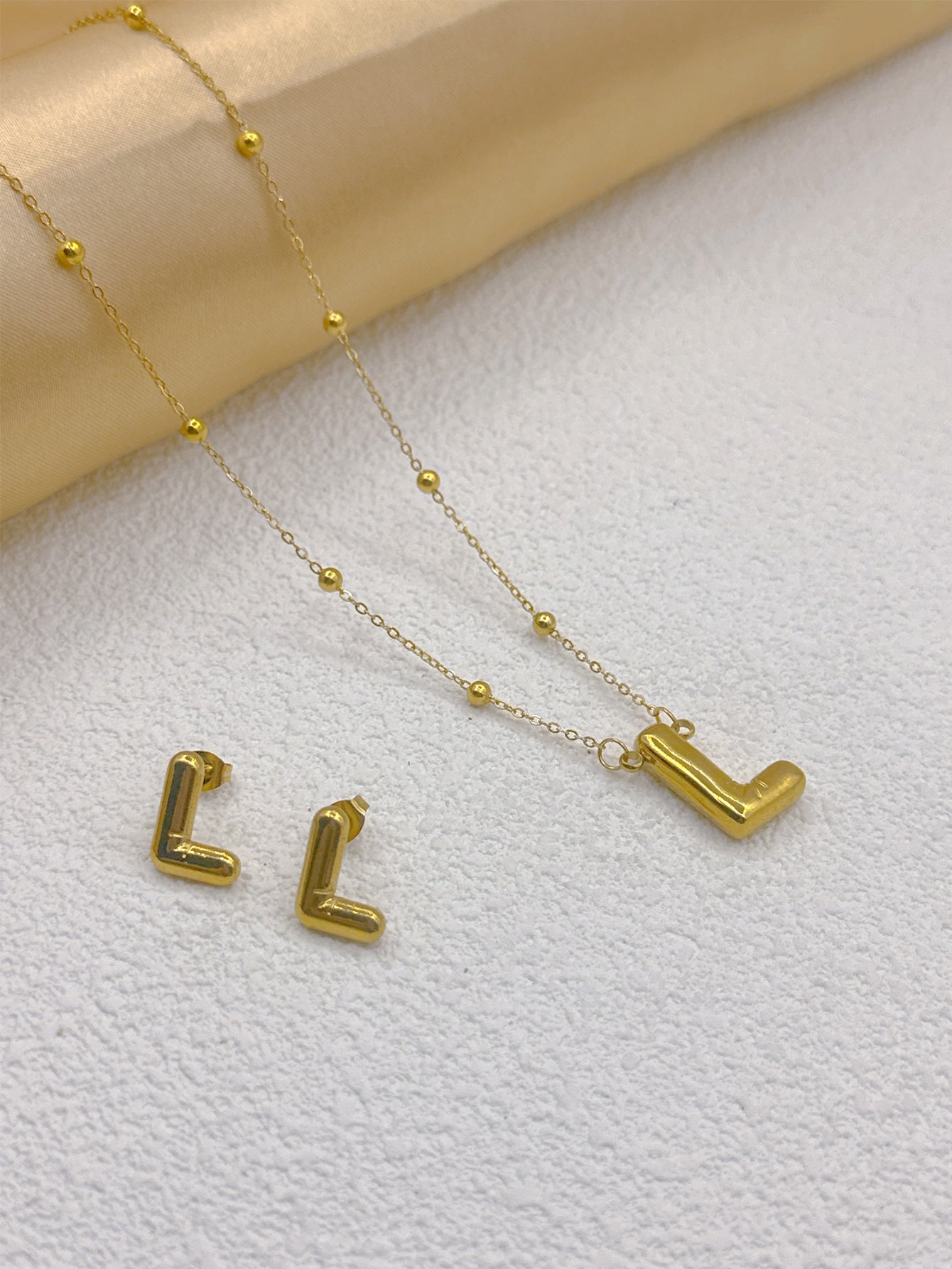 Wholesale Jewelry Elegant Hip-Hop Simple Style Letter 304 Stainless Steel 18K Gold Plated Jewelry Set