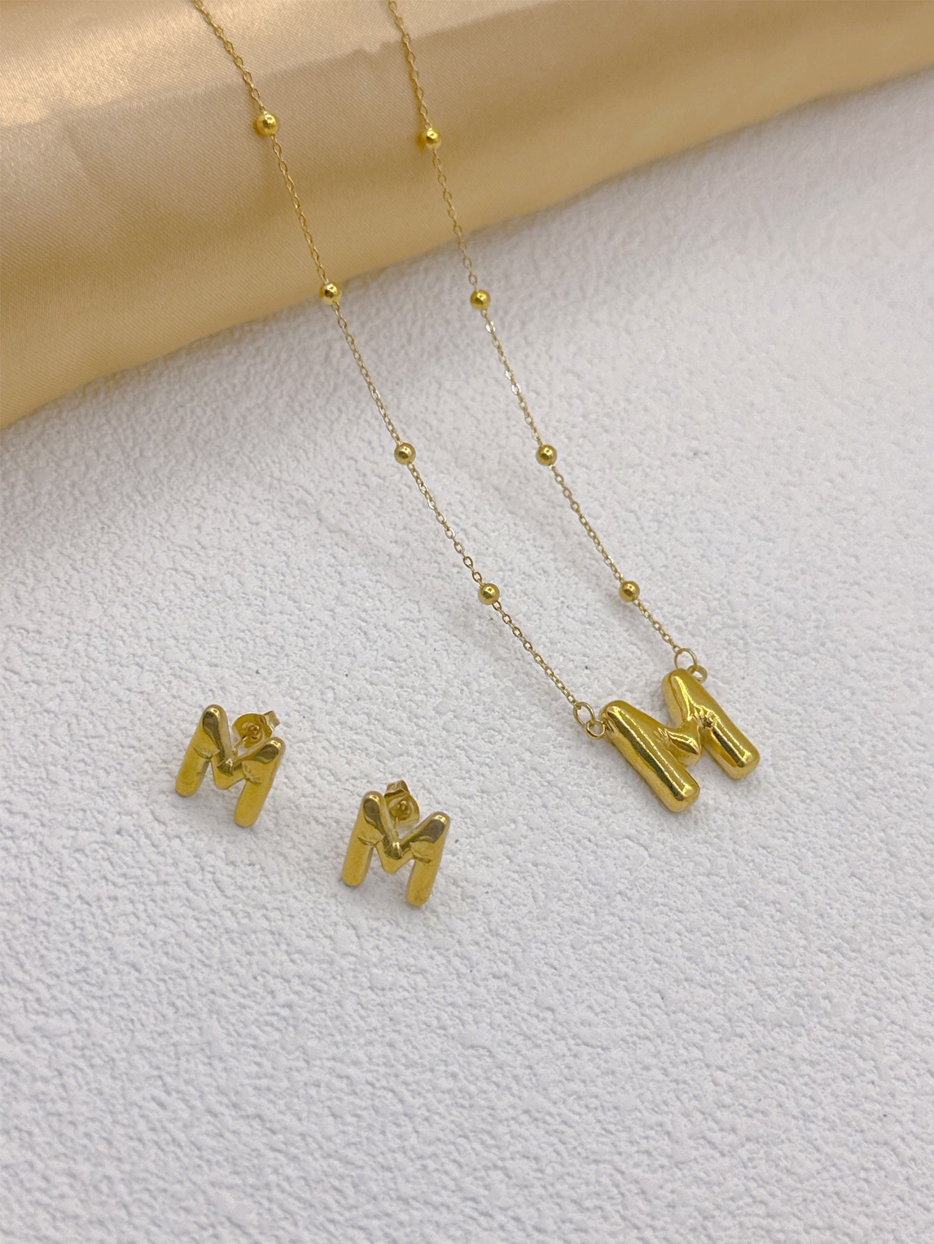 Wholesale Jewelry Elegant Hip-Hop Simple Style Letter 304 Stainless Steel 18K Gold Plated Jewelry Set