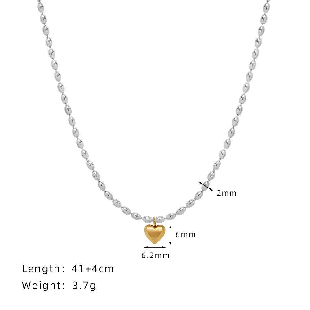 Collar de acero inoxidable 201 chapado en oro de 18 quilates con forma de corazón, estilo casual, 304 y 201