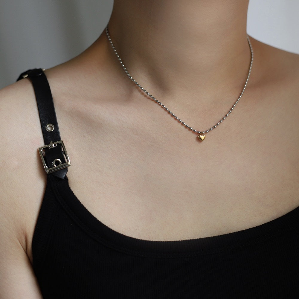Collar de acero inoxidable 201 chapado en oro de 18 quilates con forma de corazón, estilo casual, 304 y 201