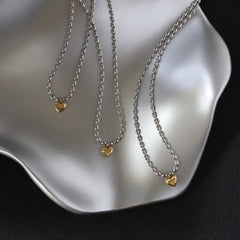 Collar de acero inoxidable 201 chapado en oro de 18 quilates con forma de corazón, estilo casual, 304 y 201