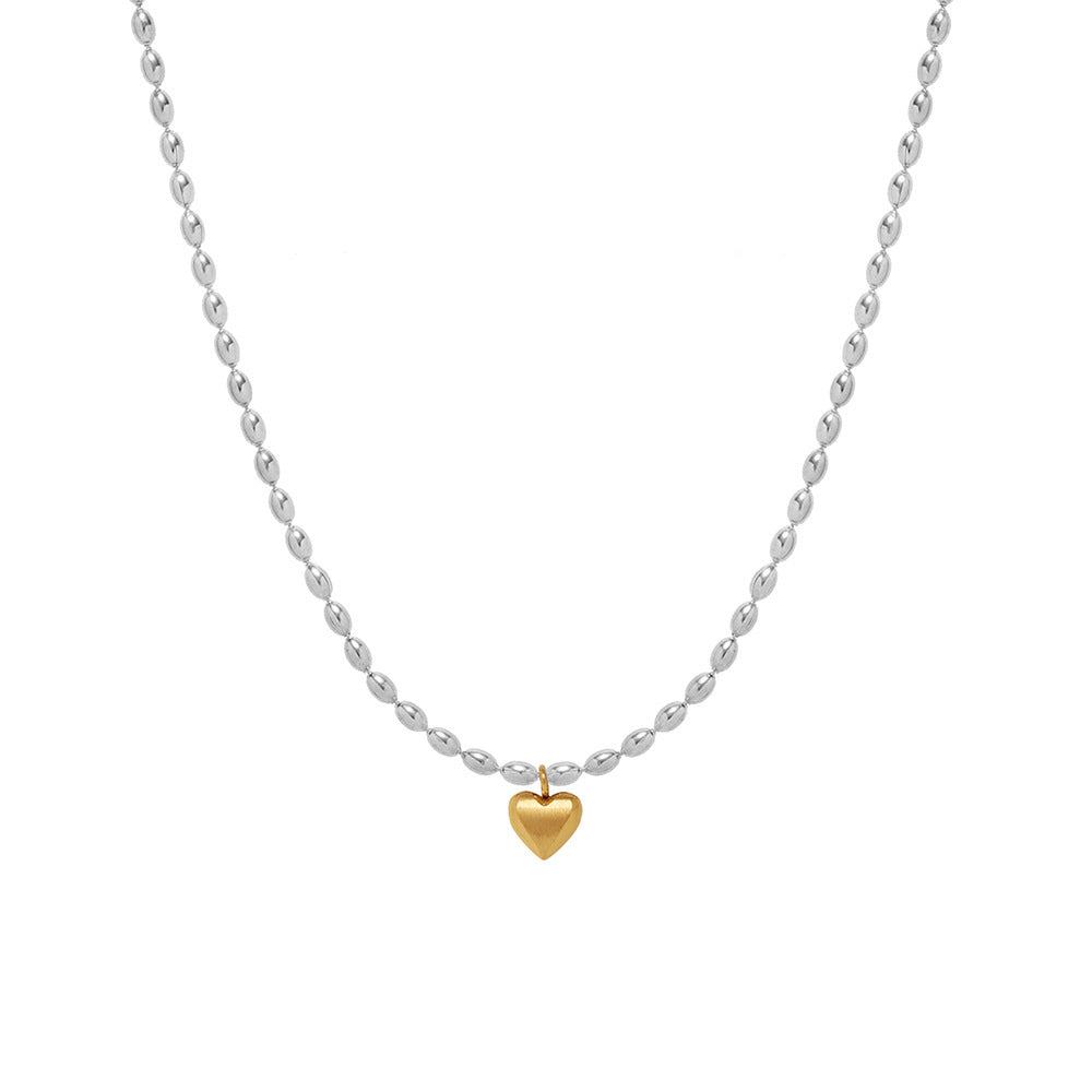 Collar de acero inoxidable 201 chapado en oro de 18 quilates con forma de corazón, estilo casual, 304 y 201