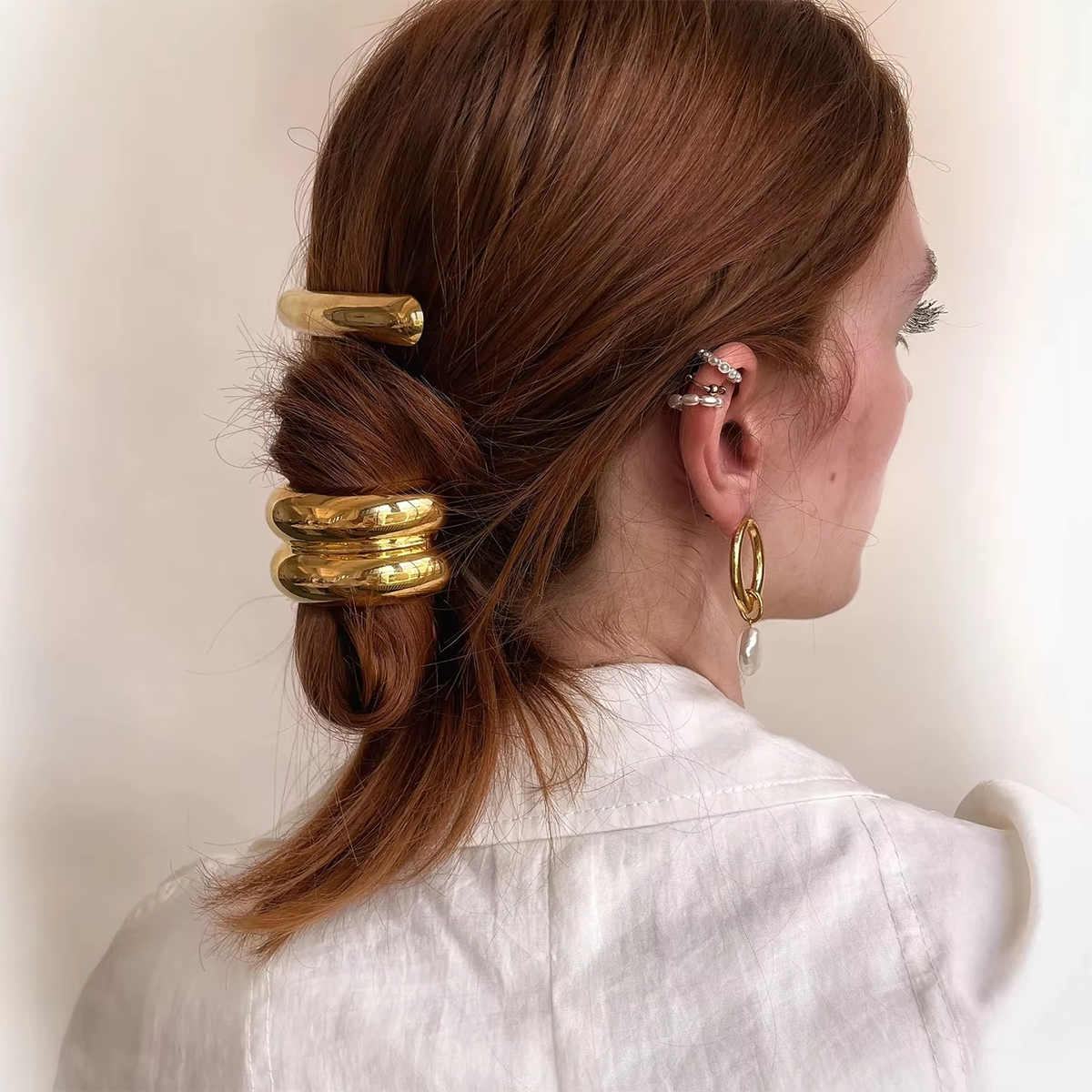 Coletero de aleación de color liso con pasador para el pelo estilo IG para mujer