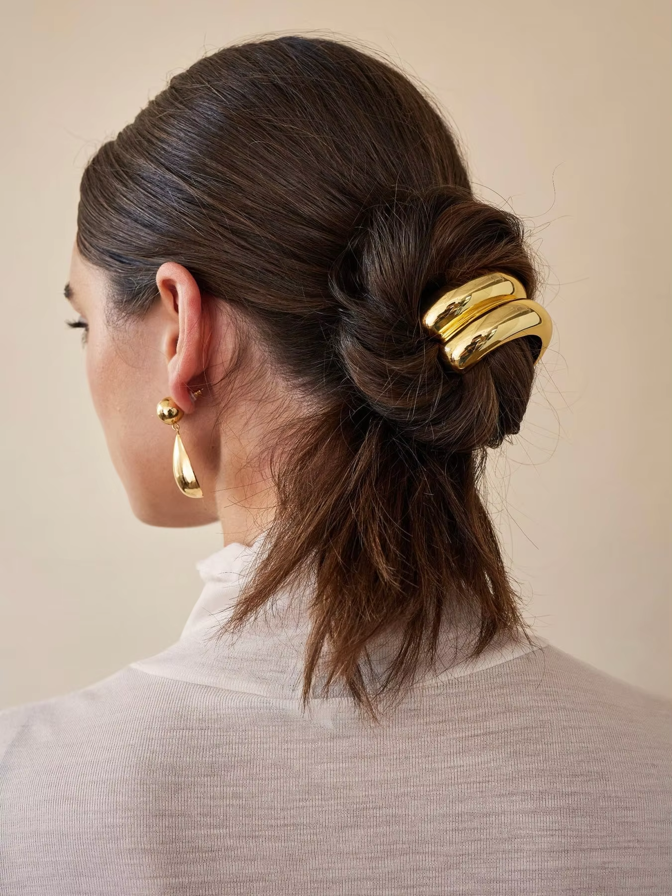 Coletero de aleación de color liso con pasador para el pelo estilo IG para mujer