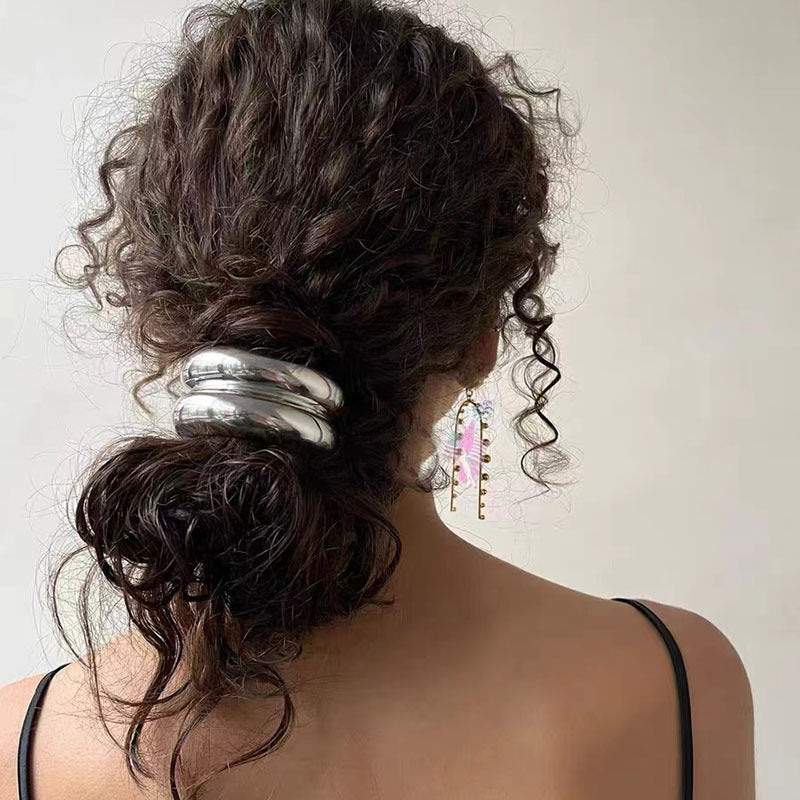 Coletero de aleación de color liso con pasador para el pelo estilo IG para mujer