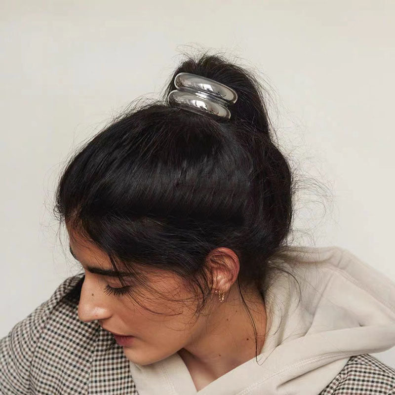 Coletero de aleación de color liso con pasador para el pelo estilo IG para mujer